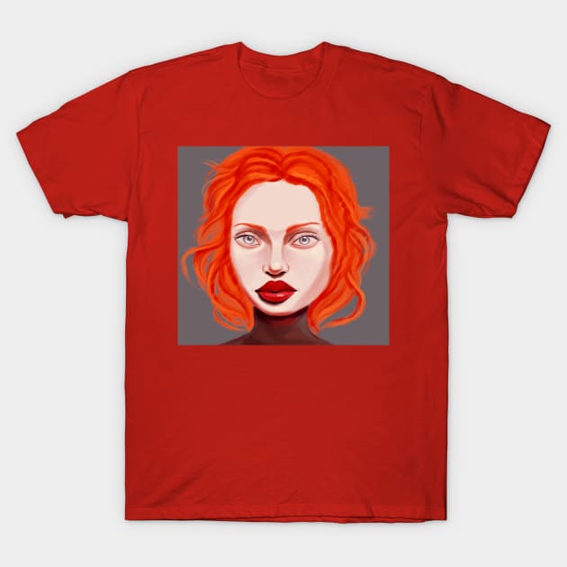 Redhead girl portrait T-Shirt by Demonic cute cat